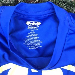 DC Comics Batman Royal Blue Logo Polyester Top Boys 18 Short Sleeves Tee